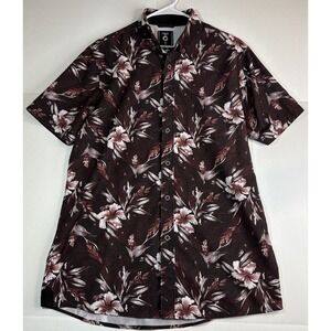 Fried Denim NYC 2016 Men's Slim Fit M Short Sleeve Button Hawaiian Shirt‎ Purple